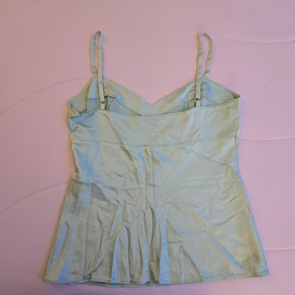 Express Sky Blue Stretch Silk 90s Y2K Bustier Seam Cami Spaghetti Strap Tank EB3 - Picture 7 of 9